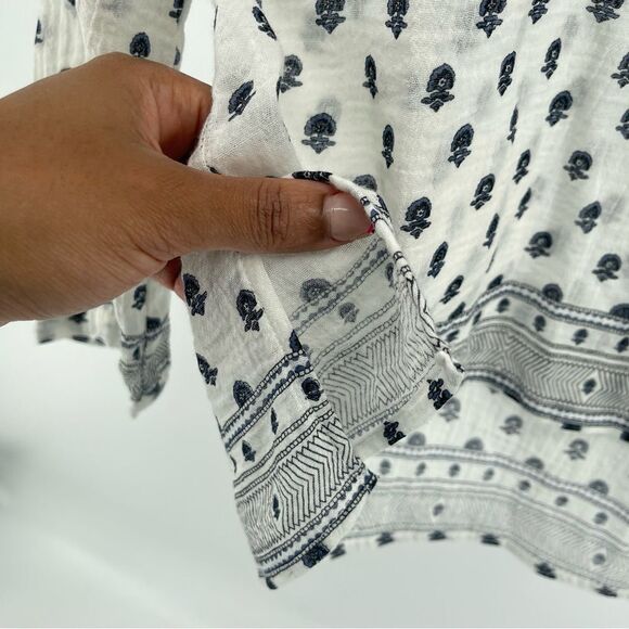 Dylan Women’s Boho Printed Poet Swing Cotton Tassel Tie Blouse Top Small - Picture 9 of 16